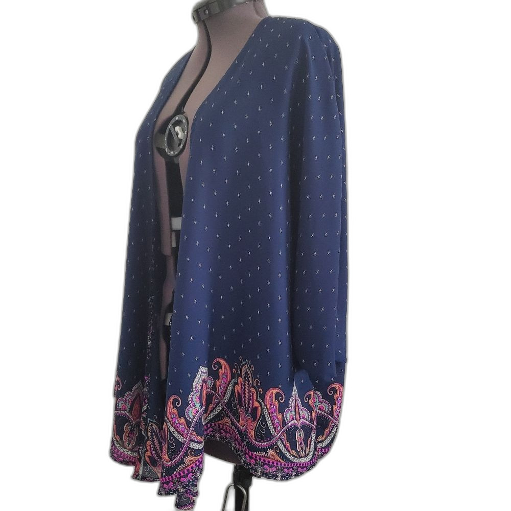 LA Hearts Women's Cover-up One Size Blue Pink Paisley Lightweight Resort